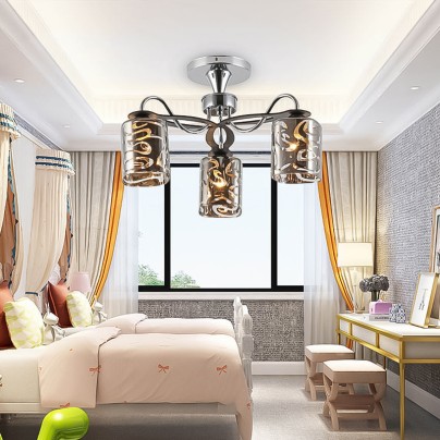 Modern chrome glass LED ceiling lamp