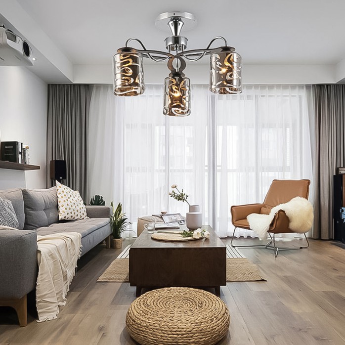 Modern chrome glass LED ceiling lamp