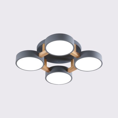 Modern wood acrylic 4-head LED ceiling lamp