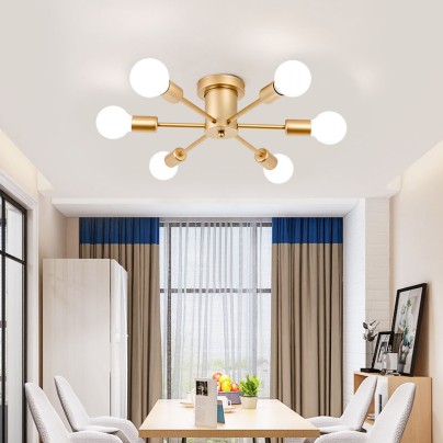 Nordic simple iron multi-head ceiling lamp