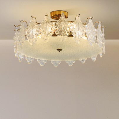 Luxury glass cylindrical semi-recessed ceiling light