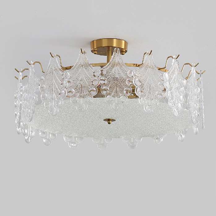 Luxury glass cylindrical semi-recessed ceiling light