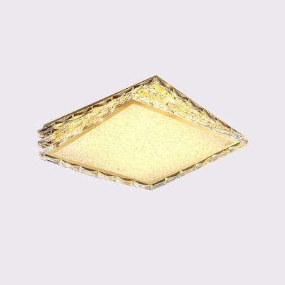 Square stainless steel crystal luxury ceiling lamp