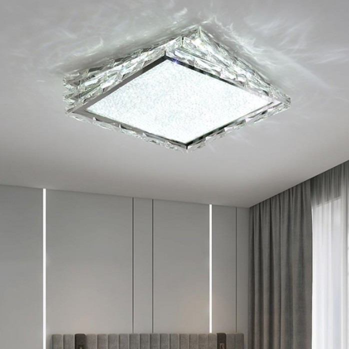Square stainless steel crystal luxury ceiling lamp