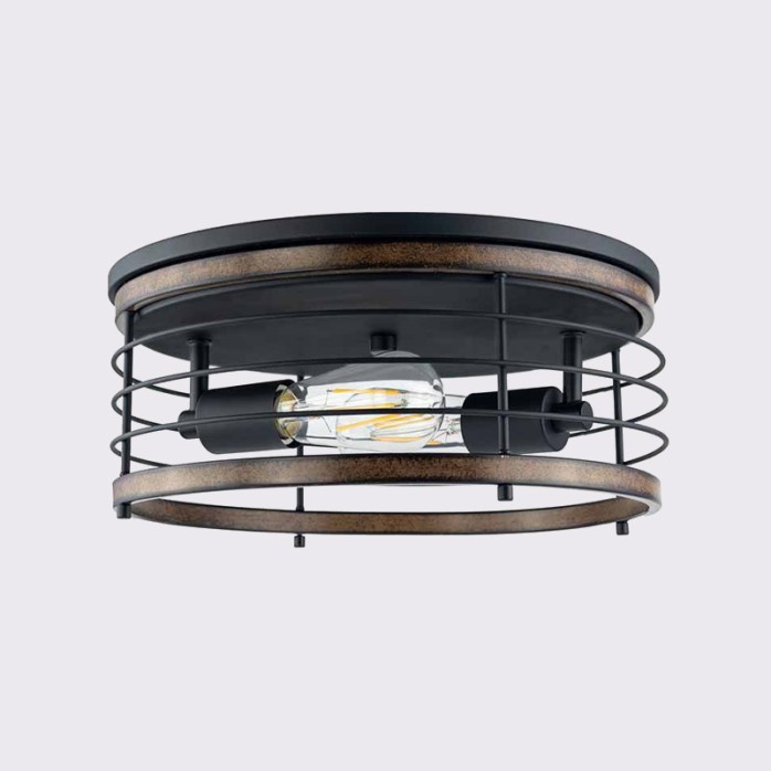 Industrial style double-headed wooden veneer ceiling lamp