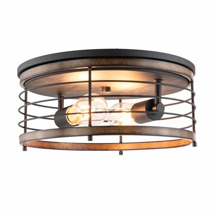 Industrial style double-headed wooden veneer ceiling lamp