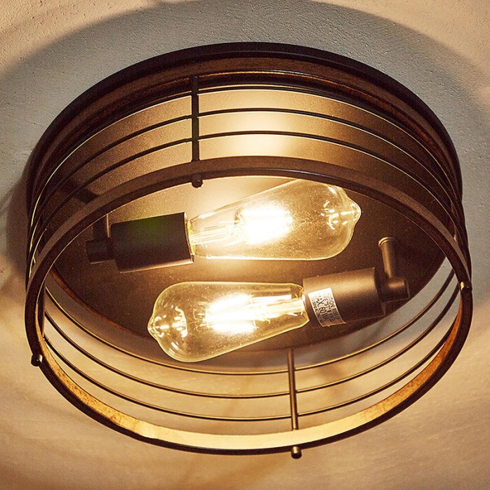 Industrial style double-headed wooden veneer ceiling lamp
