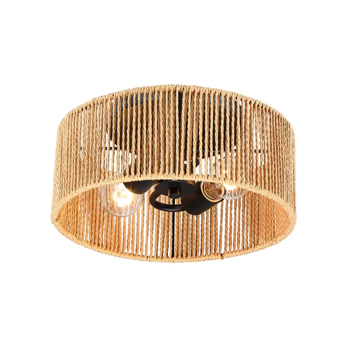 Classic double-headed rattan drum-shaped ceiling lamp