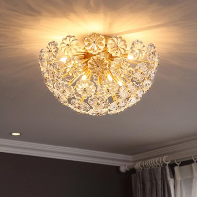 Creative romantic flower crystal LED ceiling lamp
