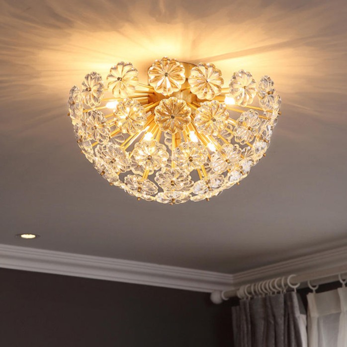 Creative romantic flower crystal LED ceiling lamp