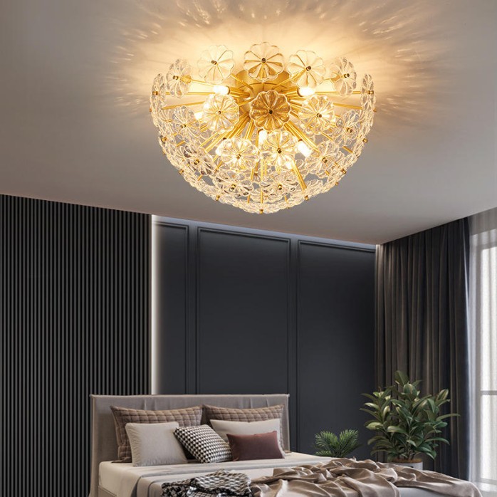 Creative romantic flower crystal LED ceiling lamp