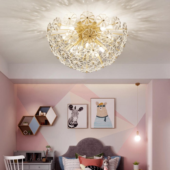 Creative romantic flower crystal LED ceiling lamp