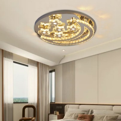 Crystal moon ring LED ceiling light