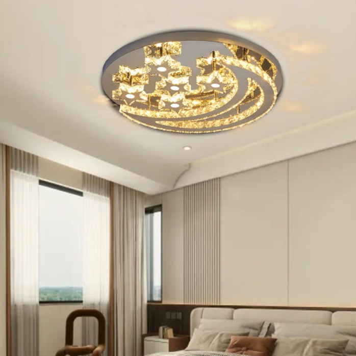 Crystal moon ring LED ceiling light