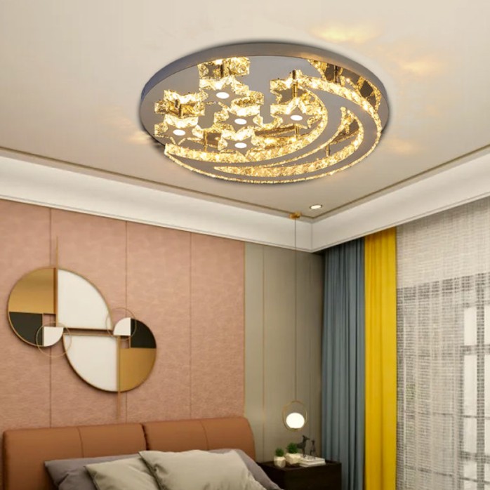 Crystal moon ring LED ceiling light