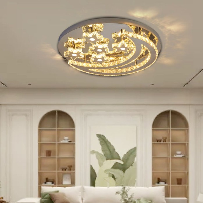 Crystal moon ring LED ceiling light
