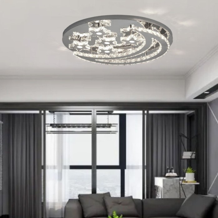 Crystal moon ring LED ceiling light
