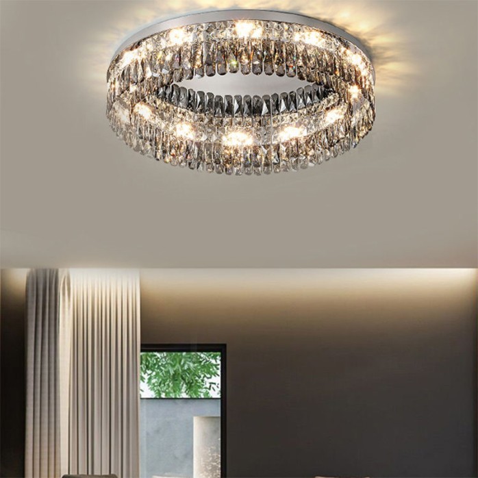 Modern round crystal LED ceiling light