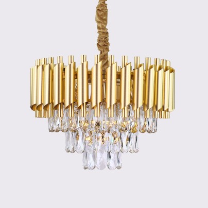 Modern round 3-tier crystal LED chandelier