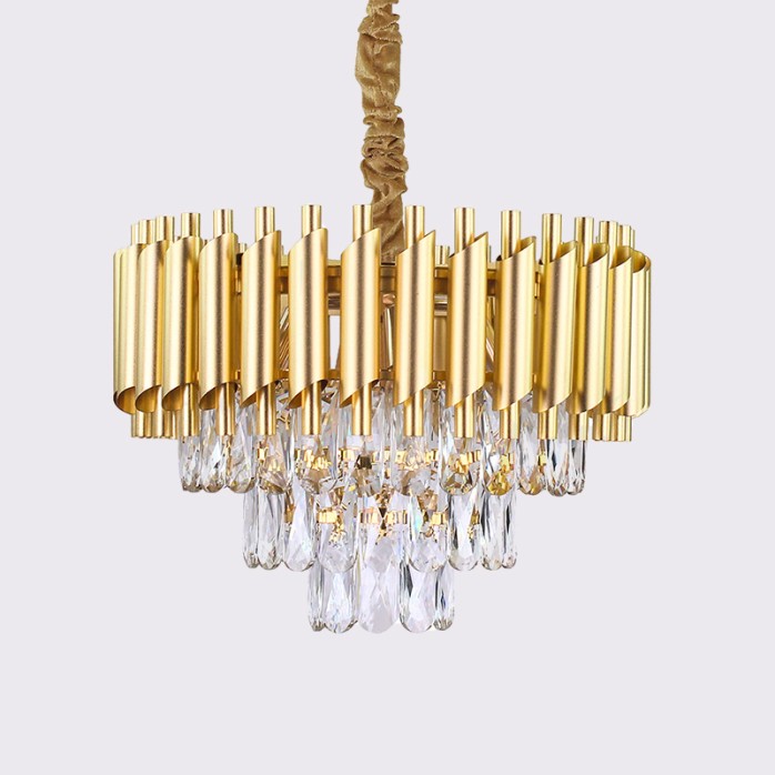 Modern round 3-tier crystal LED chandelier