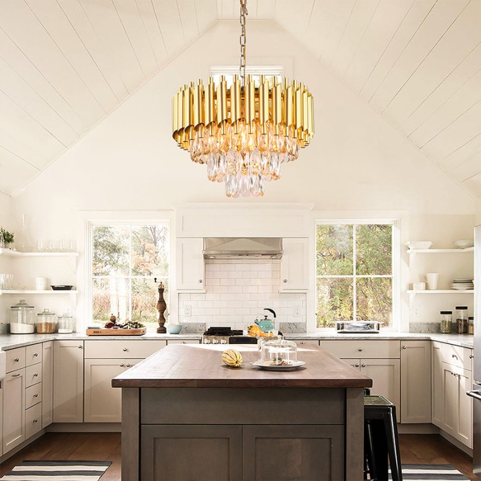 Modern round 3-tier crystal LED chandelier