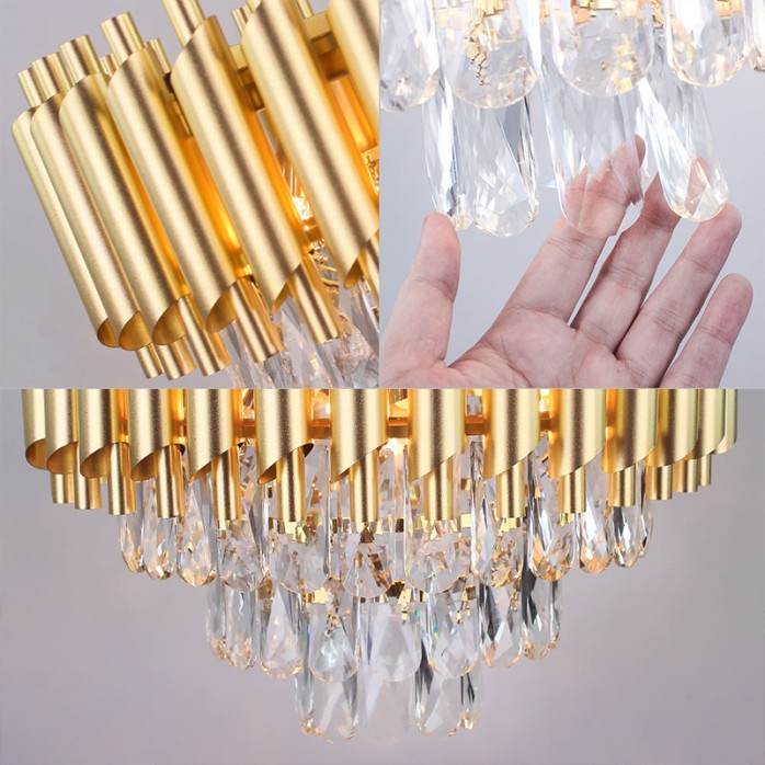 Modern round 3-tier crystal LED chandelier