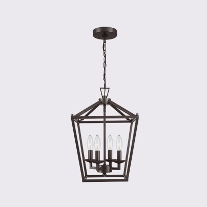 Vintage oil rubbed lantern metal LED chandelier