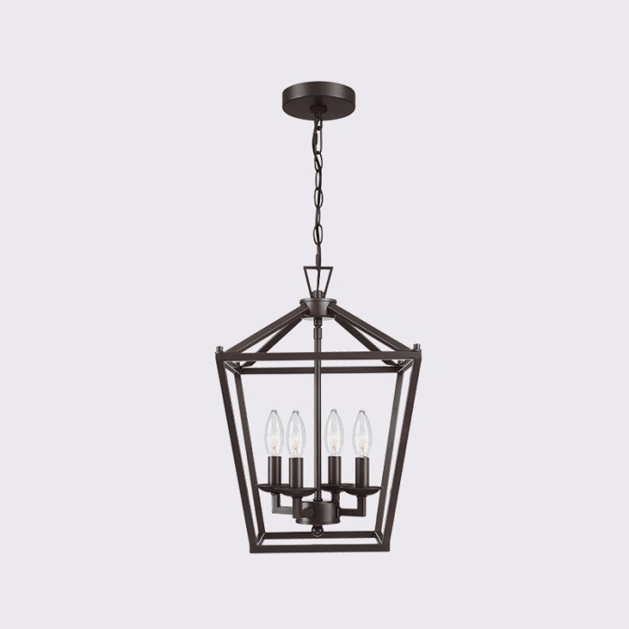 Vintage oil rubbed lantern metal LED chandelier