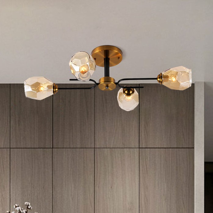 Modern high light transmittance glass lampshade chandelier