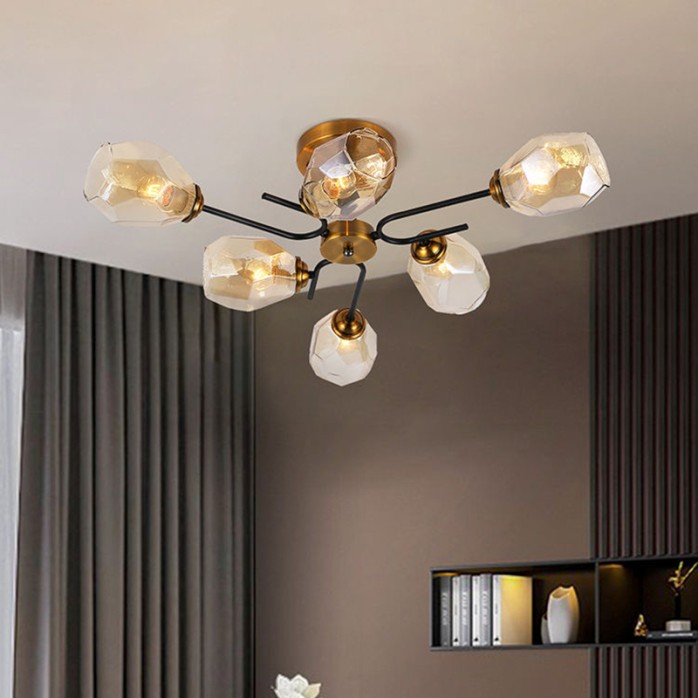 Modern high light transmittance glass lampshade chandelier
