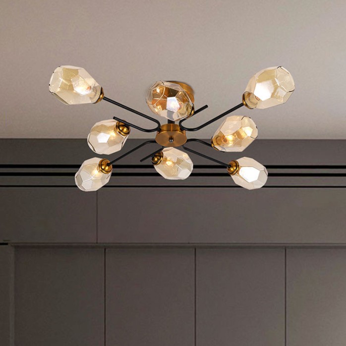Modern high light transmittance glass lampshade chandelier