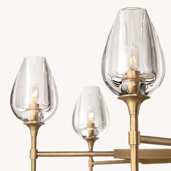 High-grade glass and solid brass chandelier