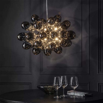 Simple black bubble glass floral chandelier