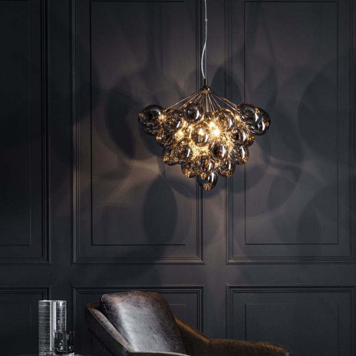 Simple black bubble glass floral chandelier
