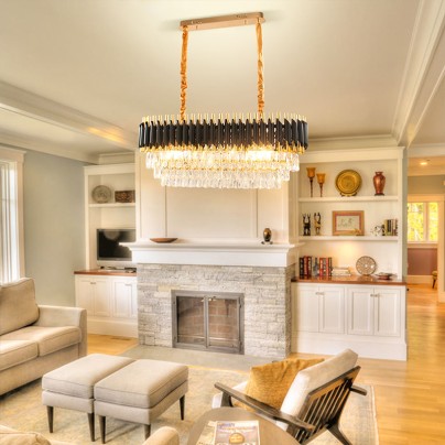 Oval embedded crystal pendant decorative chandelier