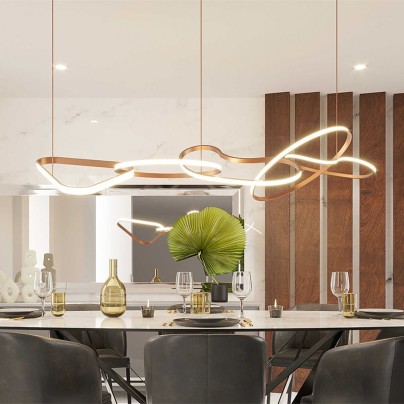 Luxury stainless steel ring LED chandelier
