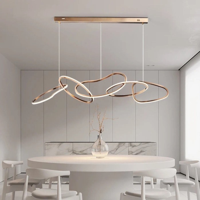 Luxury stainless steel ring LED chandelier