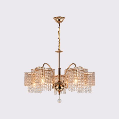 Luxury metal hollow lampshade crystal embellished chandelier