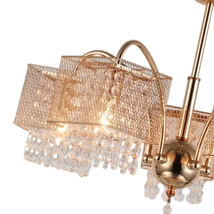 Luxury metal hollow lampshade crystal embellished chandelier