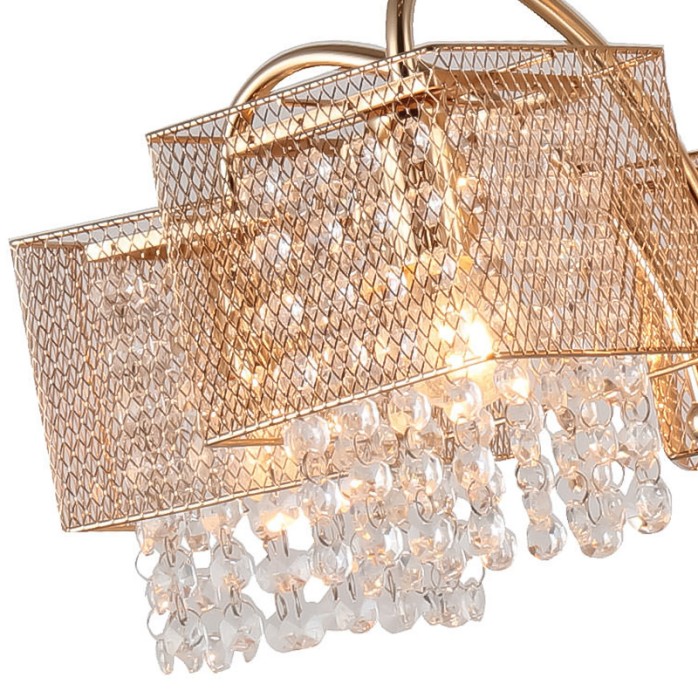 Luxury metal hollow lampshade crystal embellished chandelier