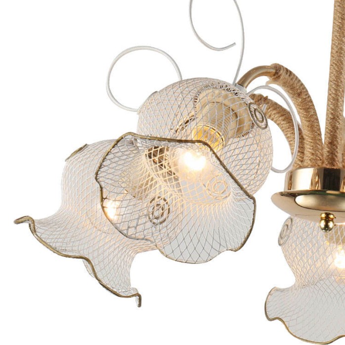 Flower-shaped glass decorative 5-light LED chandelier