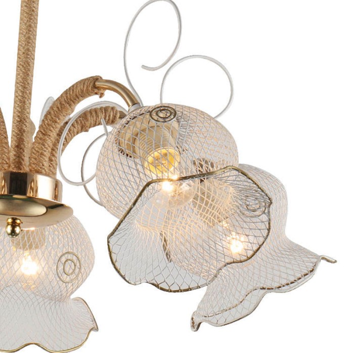 Flower-shaped glass decorative 5-light LED chandelier