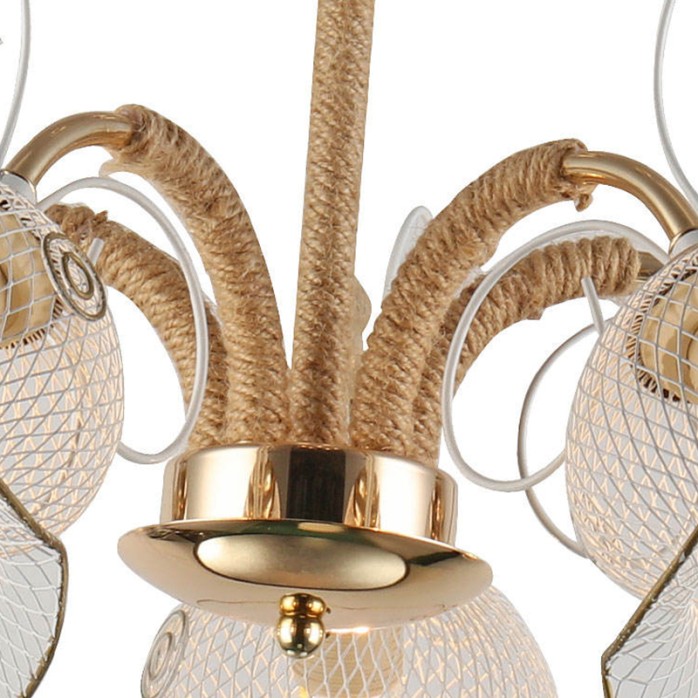 Flower-shaped glass decorative 5-light LED chandelier