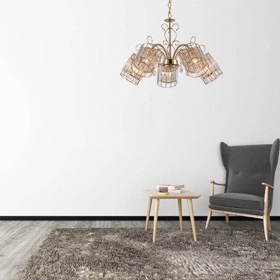 Transparent crystal chandelier with 5 lights