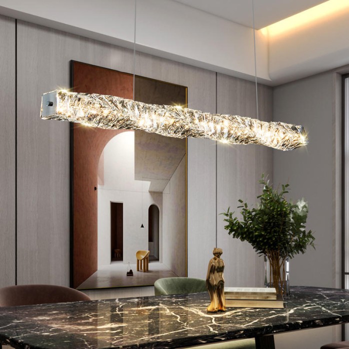 Luxury stainless steel crystal decorative LED chandelier