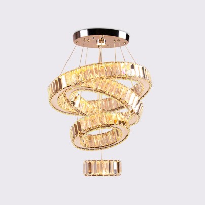 Luxury 4-ring crystal LED chandelier