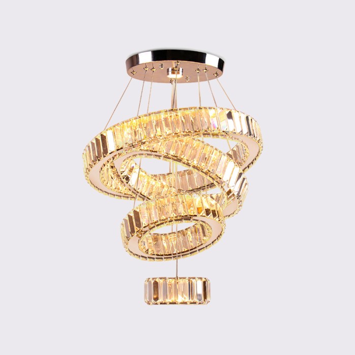 Luxury 4-ring crystal LED chandelier