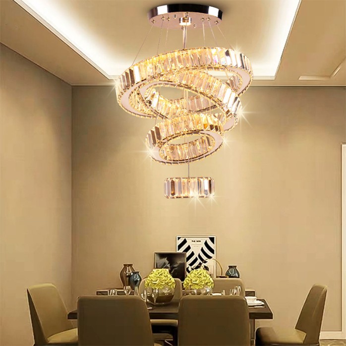 Luxury 4-ring crystal LED chandelier