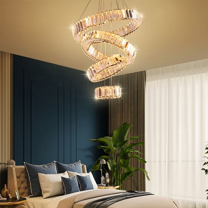 Luxury 4-ring crystal LED chandelier