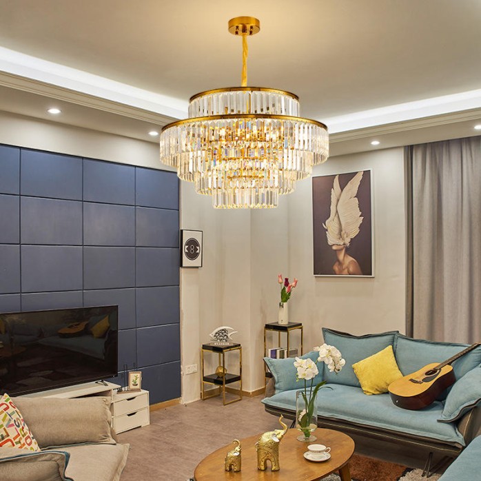 Light luxury and fashionable cascading crystal chandelier